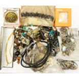 A collection of costume jewellery to include three cultured fresh water pearl necklaces (one with