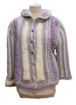 ***LOT WITHDRAWN*** Cardigan by Creation Aguska, Paris, in lilac/cream and mauve, it has a lolac