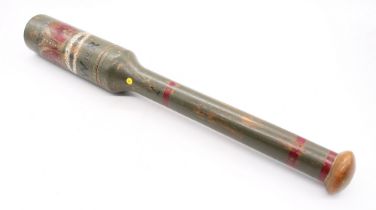 A William IV truncheon or night stick, hand painted with W V R crown and green ground painted,