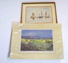 A 20th Century framed water colour titled "Dawn On The Stour", signed bottom left, 23cm x 33cm along