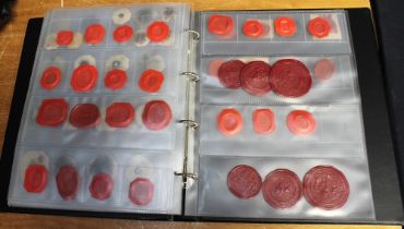 A large collection of 19th Century loose red wax seals to include: classical intaglios, Coats-of-