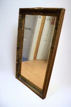 19th Century rectangular wooden with gesso wall mirror with Victorian bevelled glass, 78 x 137cm,