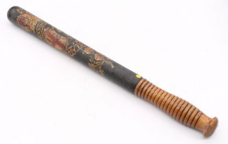 Circa 1837 London to Brighton railway company, ebonised and hand painted truncheon with crown to