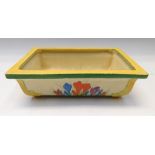 A mid 1930s Clarice Cliff crocus pattern rare shape table/window planter, rectangular in shape,