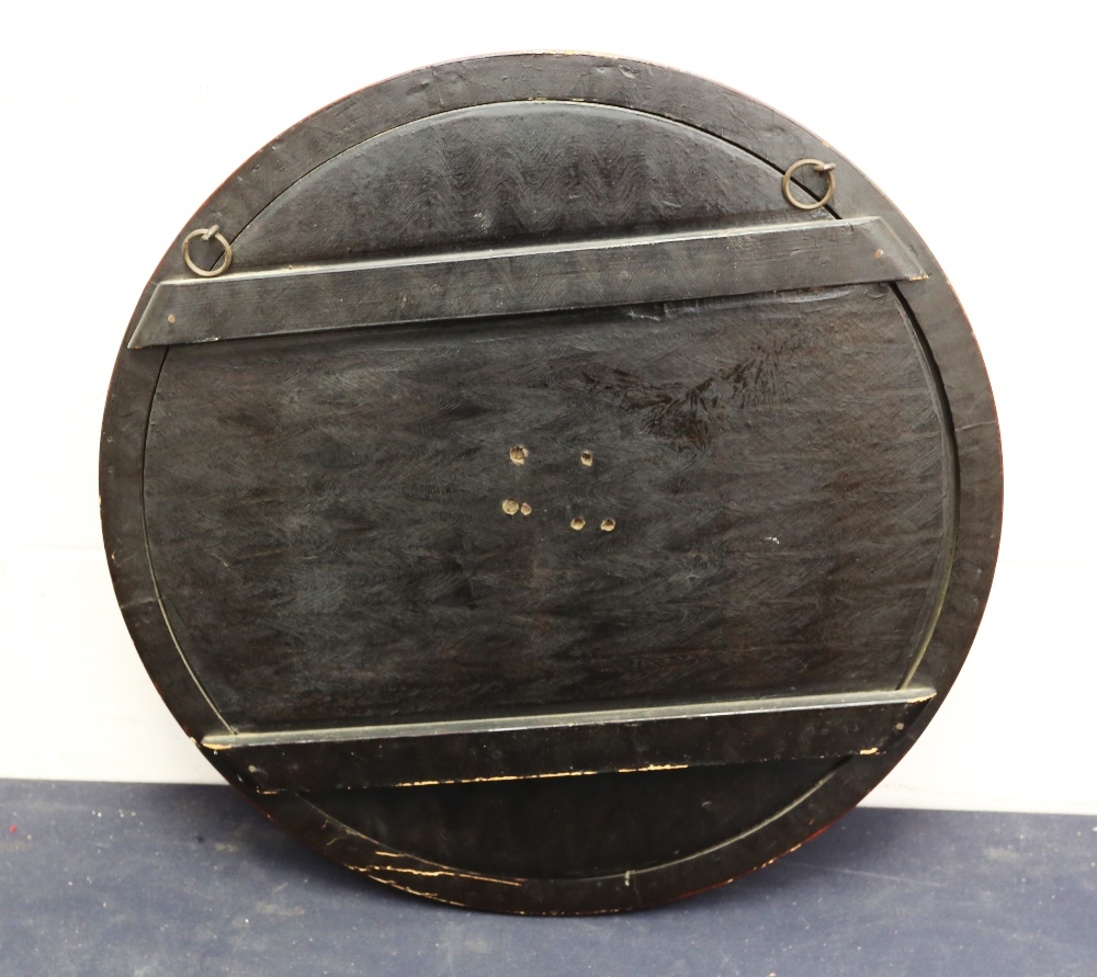 An early 20th Century Chinese black lacquered small table top cabinet, Chinese round wall hanging, - Bild 2 aus 6