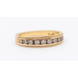 A diamond set 14ct gold half eternity ring, width approx 4mm,  size M1/2,  total gross weight approx