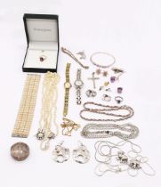 A collection of jewellery to include a paste set 9ct gold ring, total gross weight approx 1.7gms a