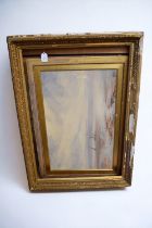 19th Century English school by A J Simms "Misty Morning" oil on canvas in gilt frame, coastal scene,