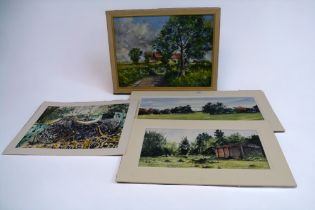 Derby Interest: David L Crew (British, 20th Century), a collection of three watercolours titled: