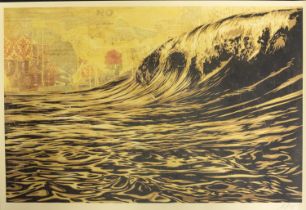 Shepard Fairey (b1970), coloured contemporary print 'DARK WAVE', signed