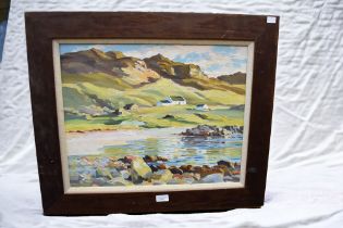 Phyllida Mead (Ullapool, 20th century) - a framed oil on canvas, Scottish landscape scene, signed