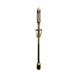 Brass ship's stick barometer which has a cardanic gimbal suspension and adjustable indicator,