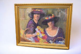 Ernest E. Horton P.R.B.S.A, Flower Seller,  pastel, framed and glazed, painting approx.63cm x 47cm