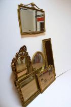 A collection of six modern reproduction wall mirrors, all gilt framed, various designs, some neo-