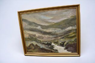 McIntyre (20th century) - a framed oil on board of landscape countryside scene, signed McIntyre