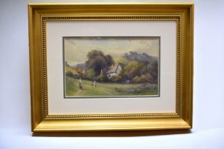 Frank Gresley: a set of 3 signed watercolours of cottage scenes. All framed and glazed.