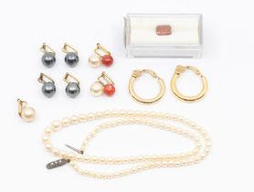 A collection of various jewellery to include a graduated cultured pearl necklace, length appropx