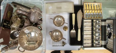 A collection of silver plated items to include tea set of gadrooned form by possibly William