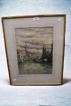John Hamilton-Glass S.S.A (1890-1925) - two framed and glazed watercolours of Harbour scenes, one