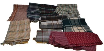 A collection of assorted mens wool scarves in various colours, 1950/60/70/80s.