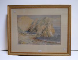 A water colour of a coastal scene, English School, signed and dated 1883, framed, 36cm x 52cm.