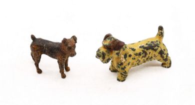 An early 20th century Austrian cold painted bronze of possibly an Airedale Terrier, stamped