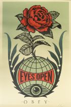 Shepard Fairey (b1970), coloured contemporary print 'EYES OPEN', signed in pencil