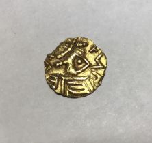 Rare Anglo Saxon gold Tremisses (one-third solidus), Merovingian influence continental type. Obv,