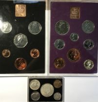 Royal Mint Proof year sets of 1970 and 1971 in original hard cases with 1964 American set containing