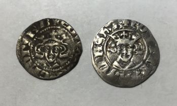 Edward I & Edward II silver Pennies, Edward I is struck at the Berwick Mint, Edward II is Canterbury