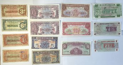 Collection of British Armed Forces Banknotes of 2nd, 3rd, 4th & 6th Series. Pre & Post Decimal. (