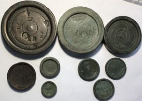 Collection of Trade weights. ½lb avoirdupois bronze trade weight dated 1826 (George IV). Stamped