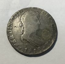Contemporary Forgery of a 1819 Mexico 8 Reales, link milling on the edge, 23.18g, 38mm diameter, 2.