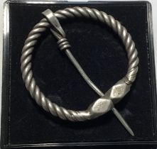 White Metal Torc Brooch.  Approximately 45mm diameter, 16.65g.