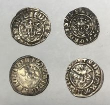 Collection of Four Edward I Silver Pennies of different Mints, Bury St. Edmunds, Durham,