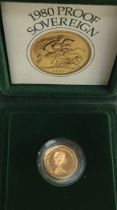 Royal Mint Proof 1980 Sovereign In Original Case with Certificate of Authenticity. Also comes with