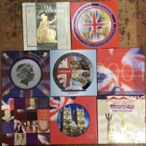 Royal Mint Brilliant Uncirculated Year sets of 1996, 1997, 1998, 2000, 2001, 2002, 2003 and United
