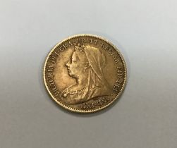 A 1900 Queen Victoria 1/2 sovereign.