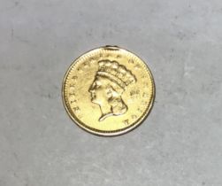 American Gold 1856 $1 coin. 1.65g.