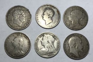 Collection of British Silver Halfcrowns including George III 1819 Small Bust, George IV 1825,