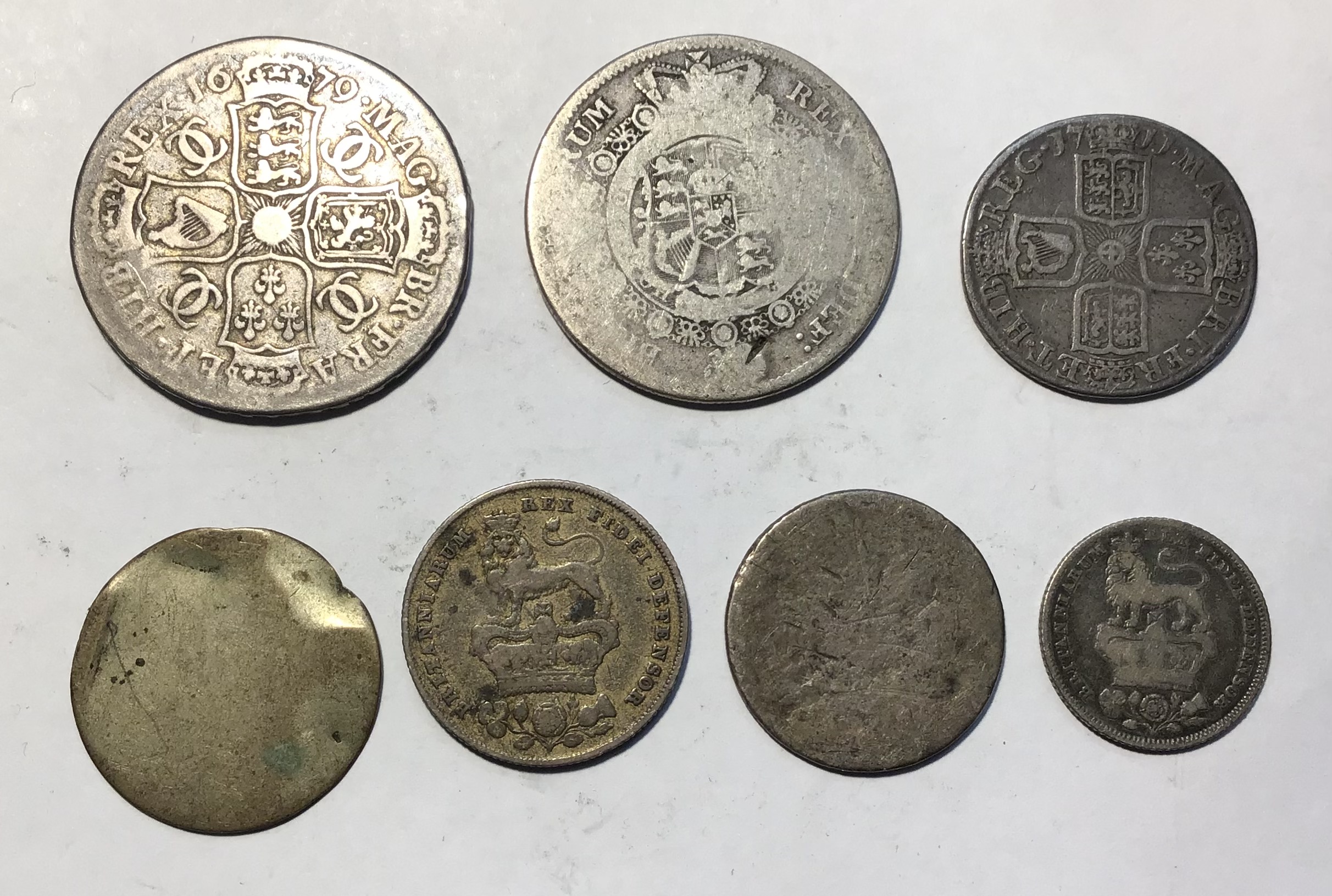 Small collection of British Milled Coins, including Charles II 1679 T.PRIMO (engraved name to - Image 2 of 2