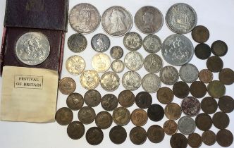 Collection of British Coins including 1891, 1897LXI & 1937 Crowns, 1890 Double Florin, 1819 & 1887