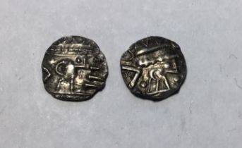 Two Anglo Saxon Silver Sceats Continental issue Series D type, Bust (possibly English imitation)