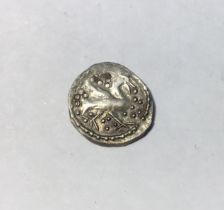 Early Anglo-Saxon Silver Sceat, Obverse, Walking Bird surrounded by pellets, Reverse, Standard,