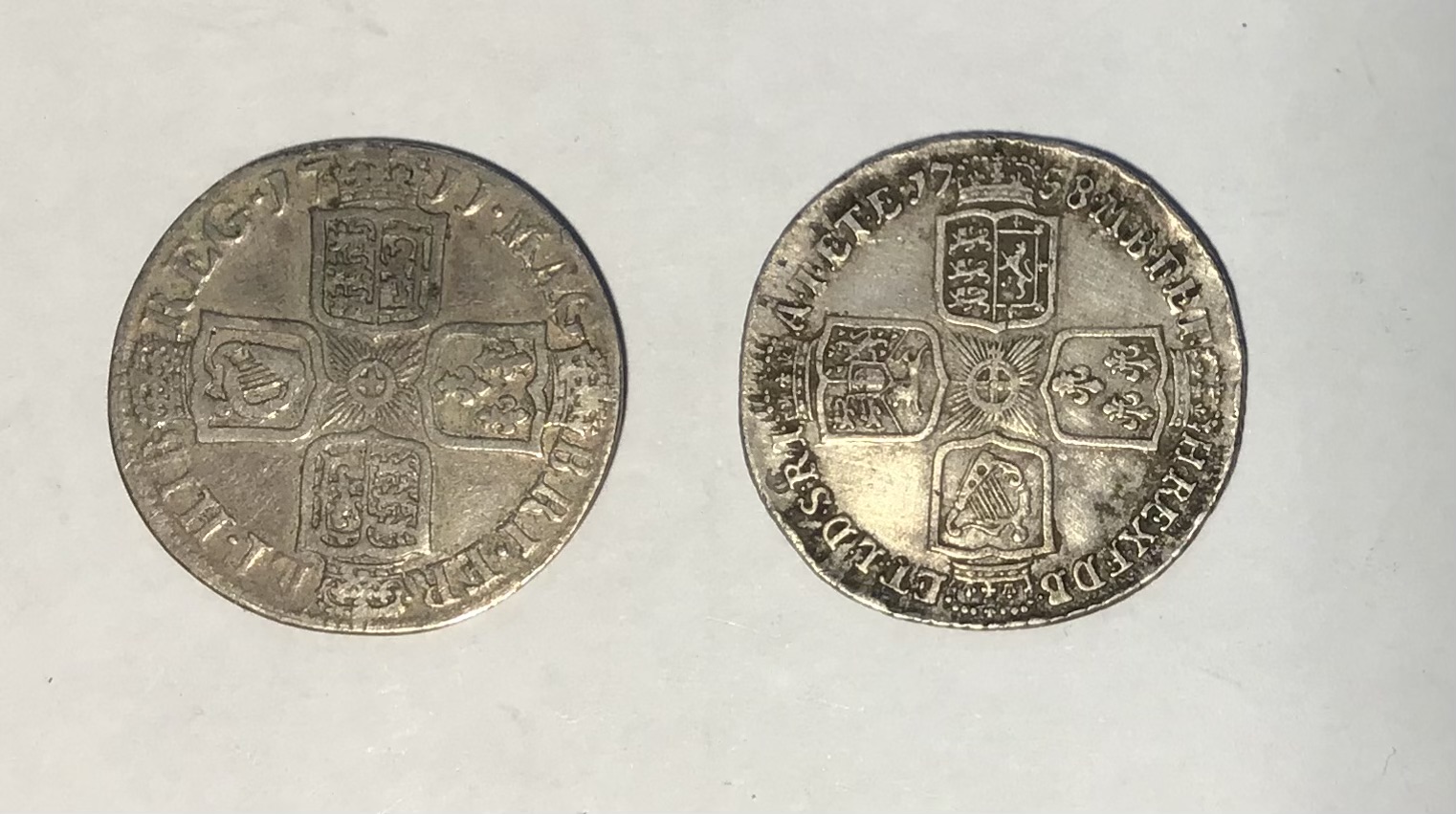 Queen Anne & George II Shillings of 1711 and 1758. - Image 2 of 2