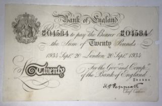 WW2 Operation Bernhard £20 Banknote Prefix 49/M 04584. Good Condition.