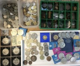 Collection of British and World Coins including Victorian 1887 Jubilee Bust Crown, 1890 Florin,