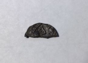 Anglo Saxon Silver Cut Half Sceat. Bust and Standard type.