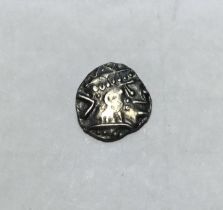 Early Anglo-Saxon Silver Sceat, Series D 695-740, Obverse, Bust facing right with Runic Lettering,