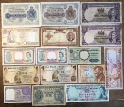 Mixed Collection of Commonwealth and British territories Banknotes including Malta, New Zealand,